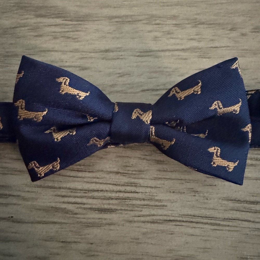 Janie and Jack Navy Blue Daschund Bow Tie